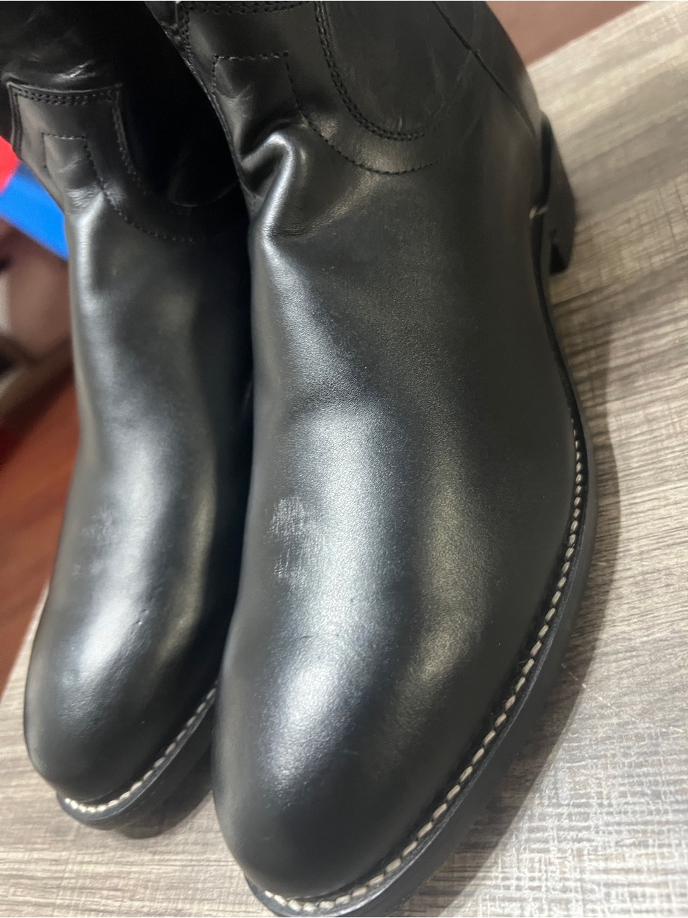 Justin Roper Boots Black Leather Western Boots 3133 - SZ 9B - Picture 5 of 13